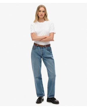 Superdry & Co Organic Cotton Mid Rise Straight Jeans - Blue