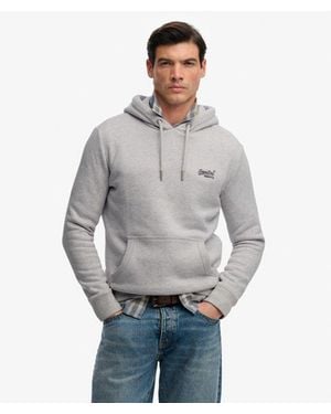 Superdry Homme Sweat À Capuche Logo Vintage Brodé Taille - Gris