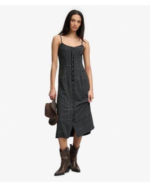Superdry & Co Print Button Down Cami Midi Dress - Black