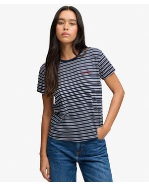 Superdry & Co Essential Logo Striped Fitted T-shirt - Blue
