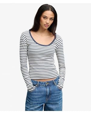 Superdry & Co Athletic Essentials Striped Long Sleeve Top - Blue