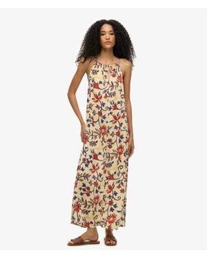 Superdry Floral Print Beach Cami Maxi Dress - Metallic