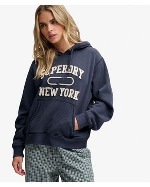 Superdry & Co Athletic Essential Applique Cropped Hoodie - Blue