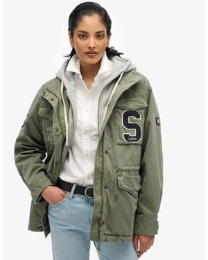 Superdry & Co Jersey Hooded Embroidered Military Jacket - Green