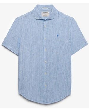 Superdry & Co Riviera Short Sleeve Linen Shirt - Blue