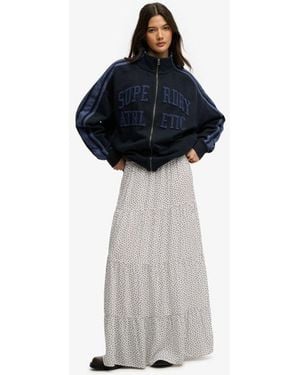 Superdry Geweven Gelaagde Maxi Rok - Blauw