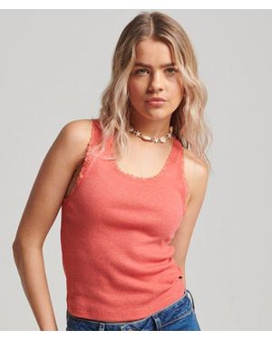 Superdry Athletic Essentials Lace Trim Vest Top - Red