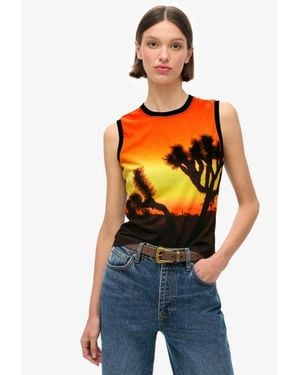 Superdry Sub Print Vest Top - Orange