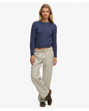 Superdry Organic Cotton Stripe Elasticated Pants - Blue