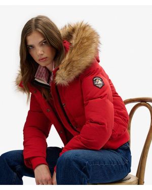 Superdry & Co Everest Hooded Bomber Jacket - Red