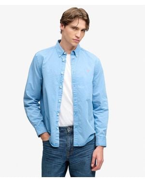Superdry & Co Garment Dyed Long Sleeve Shirt - Blue