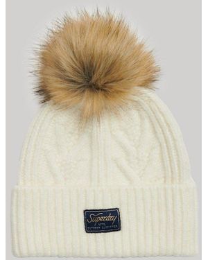 Superdry & Co Cable Knit Beanie Hat - Natural