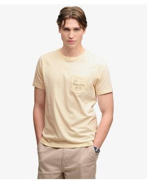 Superdry Company Logo T-shirt Met Relaxed Pasvorm - Naturel