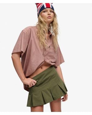 Superdry Bench X & Co Bench Logo Pleated Peached Mini Skirt - Green