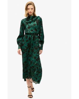 Superdry Maxi Cowl Neck Jacquard Dress - Green