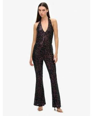 Superdry Sequin Halter Jumpsuit - White