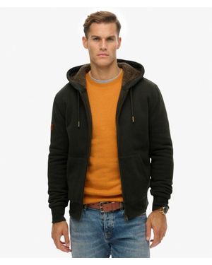 Superdry Borg Lined Zip Hoodie - Black