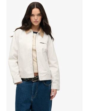 Superdry Cord Collar Ranch Jacket - White