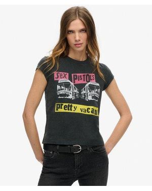 Superdry Sex Pistols Limited Edition Cap Sleeve T-shirt - Black