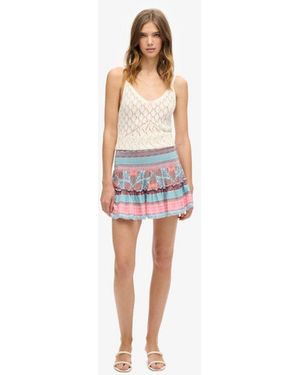 Superdry & Co Printed Shirred Mini Skirt - White