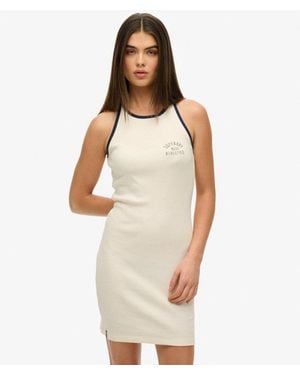 Superdry & Co Athletic Essentials Ribbed Tank Dress - Natural