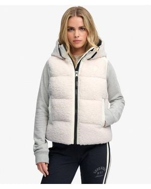 Superdry Femme Gilet Matelassé À Capuche Borg Taille - Neutre