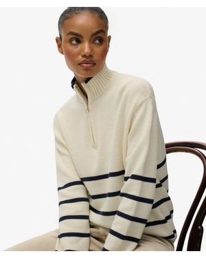 Superdry & Co Knitted Half Zip Jumper - White