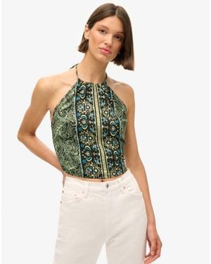 Superdry & Co Paisley Print Halter Top - Green