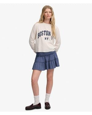 Superdry Tiered Jersey Mini Skirt - Blue