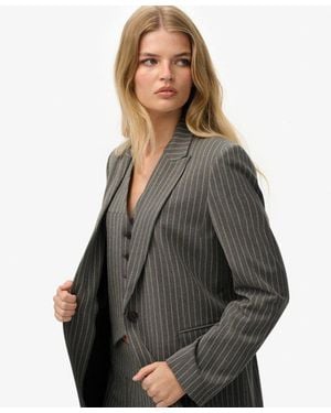 Superdry Krijtstreep Boyfriend Blazer - Grijs