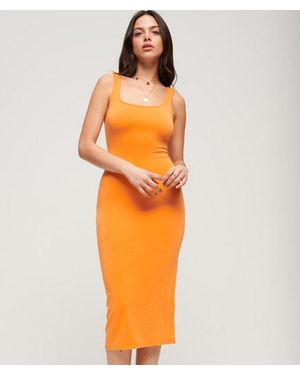 Superdry & Co Square Neck Jersey Midi Dress - Orange