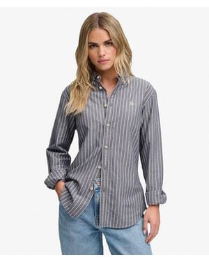 Superdry & Co Slim Oxford Button Down Long Sleeve Shirt - Grey