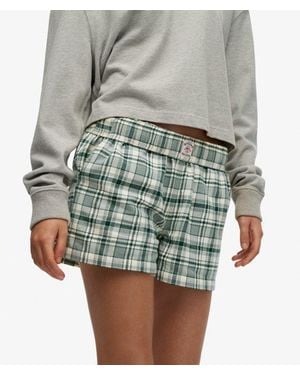 Superdry & Co Cotton Check Elastic Shorts - Green
