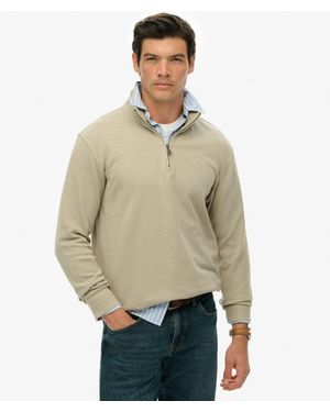 Superdry Ribbed Half Zip Sweater - Natural