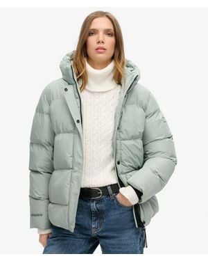 Superdry & Co Ladies Classic Hooded Five Baffle Sports Puffer Jacket - Gray