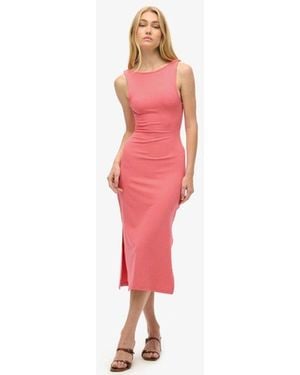 Superdry Jersey Twist Back Midi Dress - Red