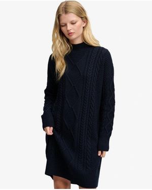 Superdry & Co Slouchy Cable Knit Dress - Blue