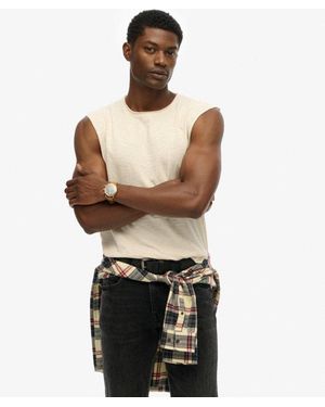 Superdry Raw Edge Slub Tank Top - Natural