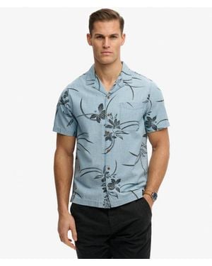 Superdry Vintage Loom Cabana Short Sleeve Shirt - Blue
