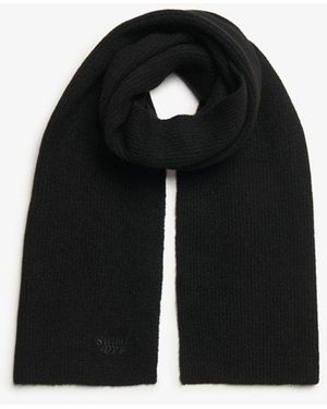 Superdry Soft Rib Knit Scarf - Black
