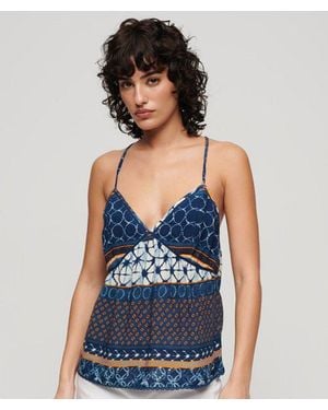 Superdry & Co Printed Woven Cami Top - Blue
