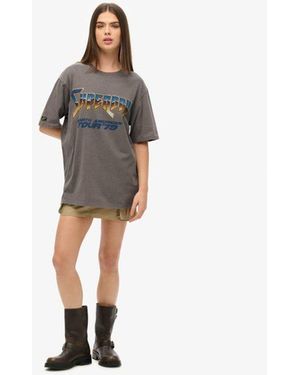 Superdry Oversized 70s Rock Graphic Band T-shirt - Grey