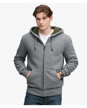 Superdry Borg Gevoerde Hoodie Met Rits - Grijs