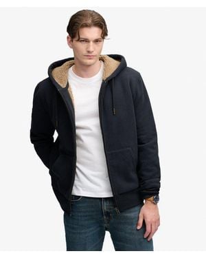Superdry Borg Gevoerde Hoodie Met Rits - Zwart