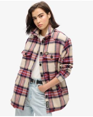 Superdry Borg Check Overshirt - Brown