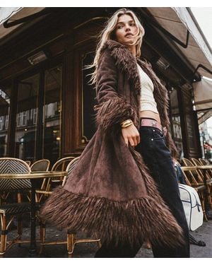 Superdry & Co Long Afghan Coat - Brown