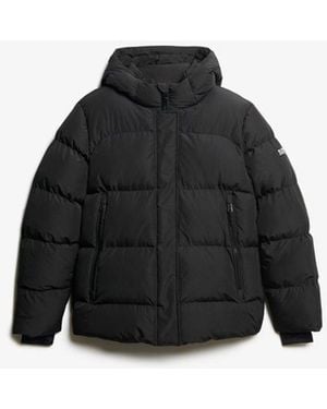 Superdry Hooded Mid Length Sports Puffer Jacket - Black