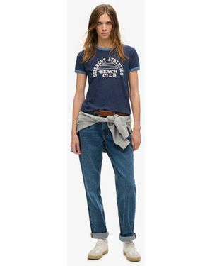 Superdry Athletic Essentials Beach Graphic Ringer T-shirt - Blue