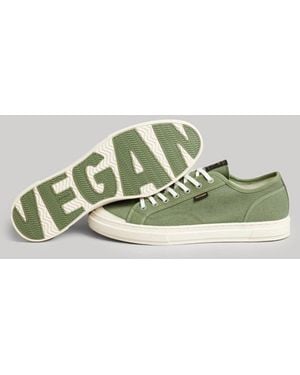Superdry Vegan Canvas Low Top Trainers Khaki - Size: 9 - Green