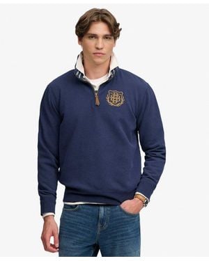 Superdry Homme Sweat Gothic Varsity Half Zip Coupe Décontractée Taille - Bleu